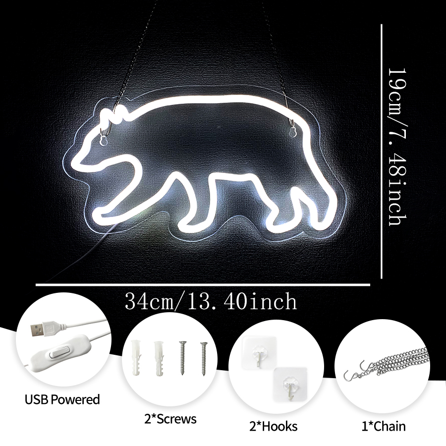 Enseigne néon LED Ours polaire - Zoo Party Games avis et prix